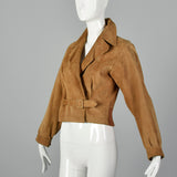 XS Yves Saint Laurent Rive Gauche 1970s Suede Biker Jacket