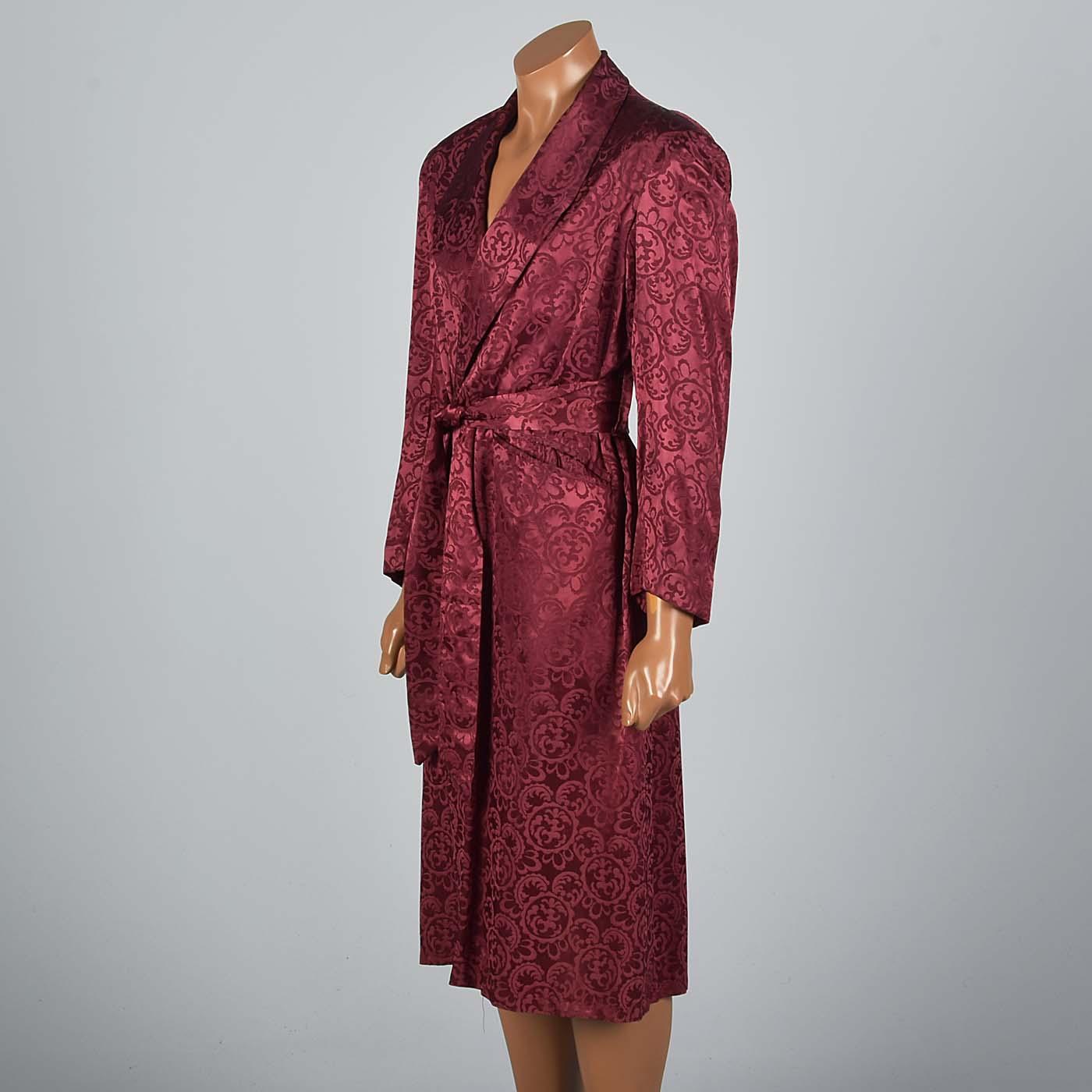 1950s Mens Deadstock Burgundy Robe with Shawl Collar