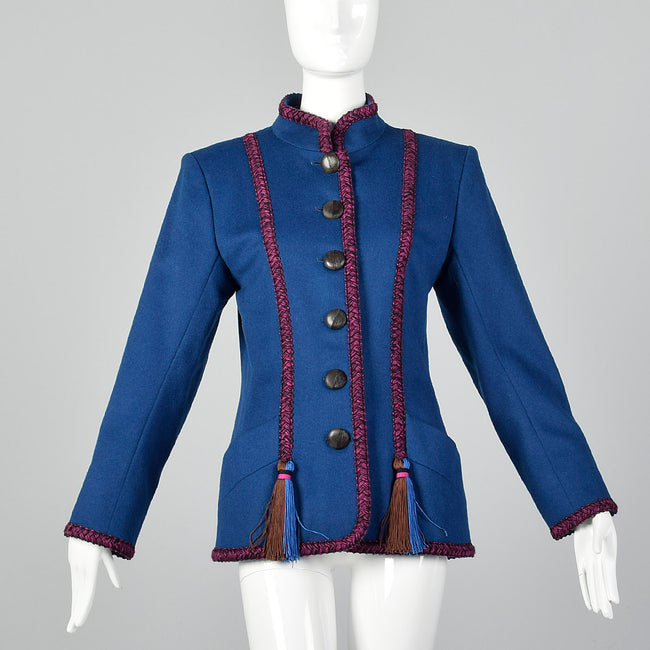 1980s Yves Saint Laurent Rive Gauche Blue Wool Jacket
