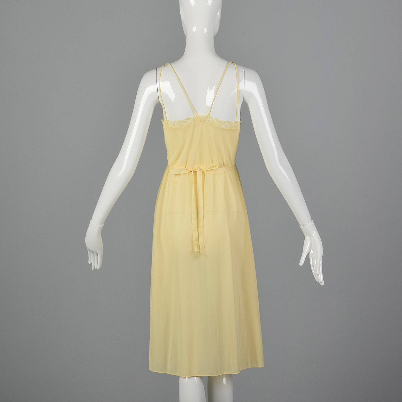 1950s Yellow Nightgown with Tie Back Waist