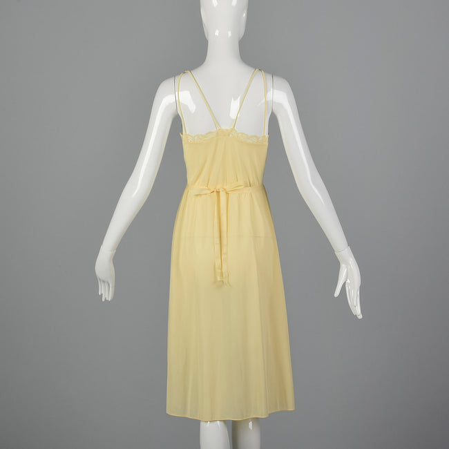 1950s Yellow Nightgown with Tie Back Waist