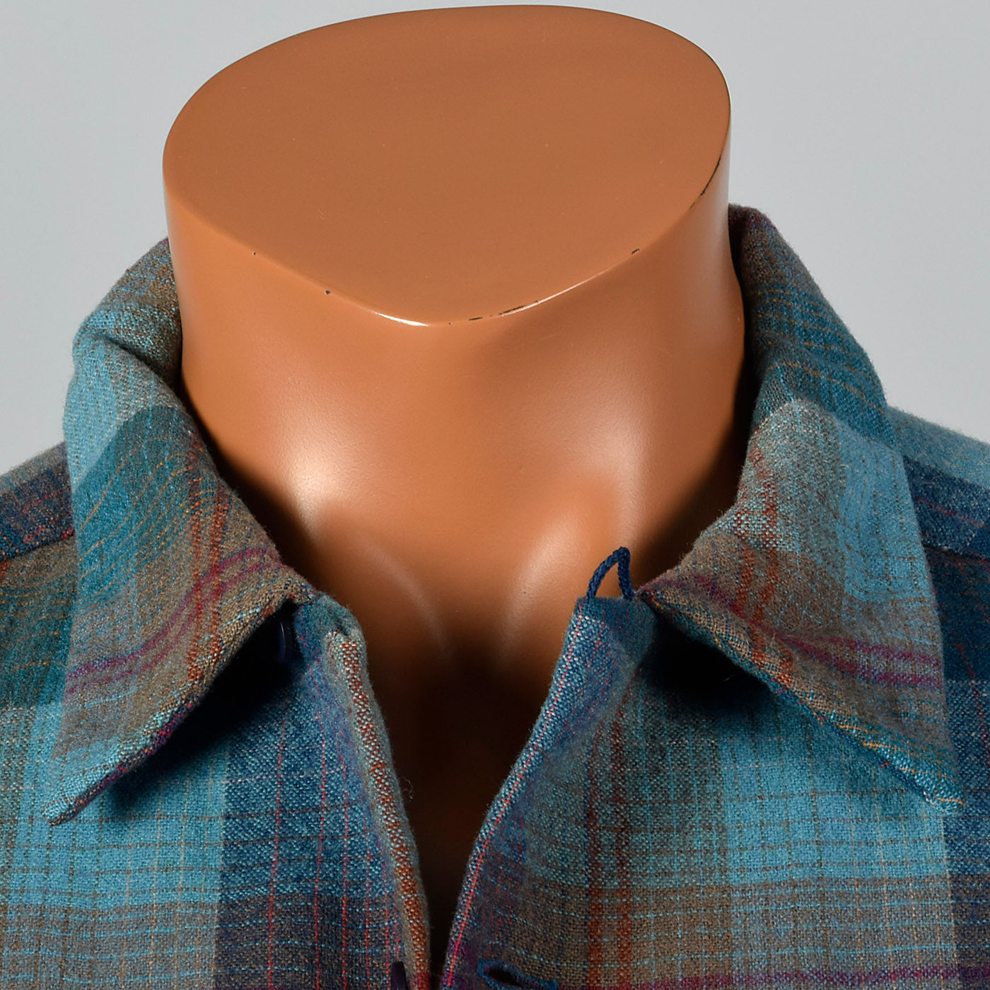1960s Mens Pendleton Board Shirt in Blue Plaid