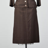 1950s Brown Two Piece Skirt Suit with Pockets