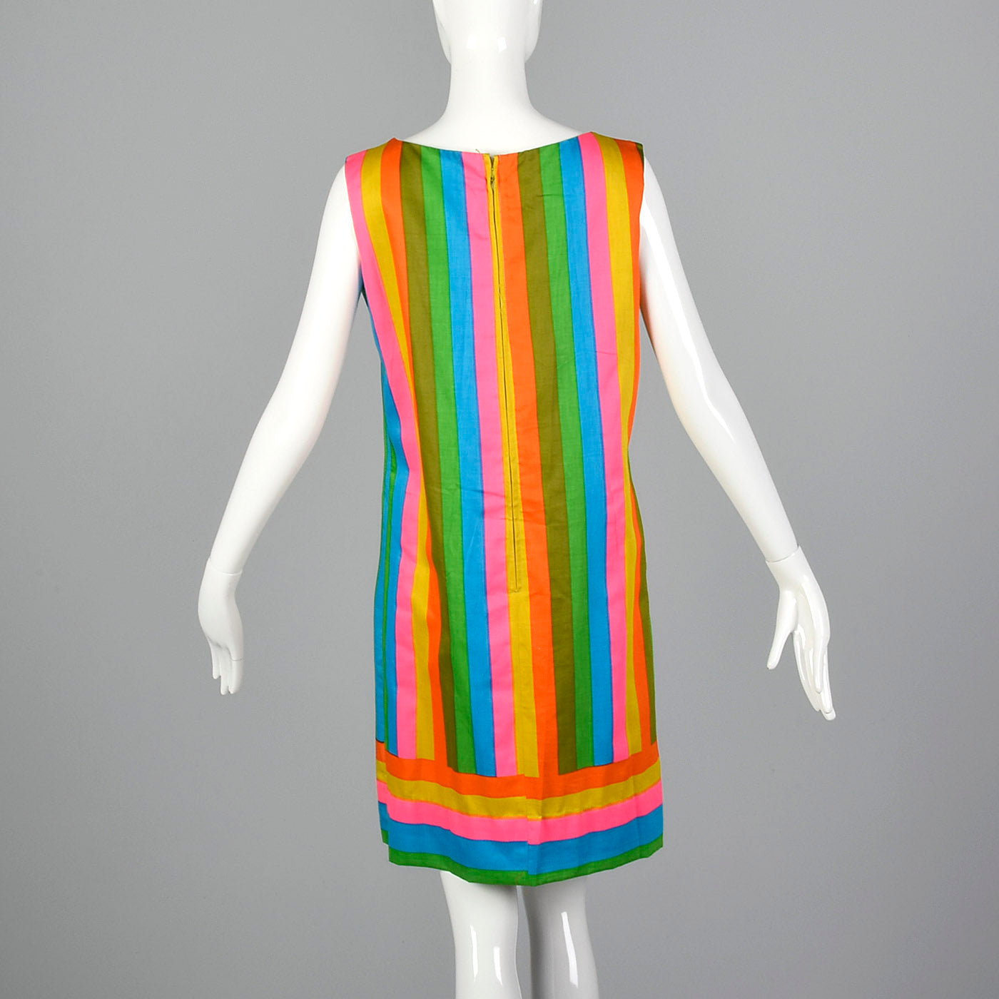 1960s Colorful Stripe Print Shift Dress
