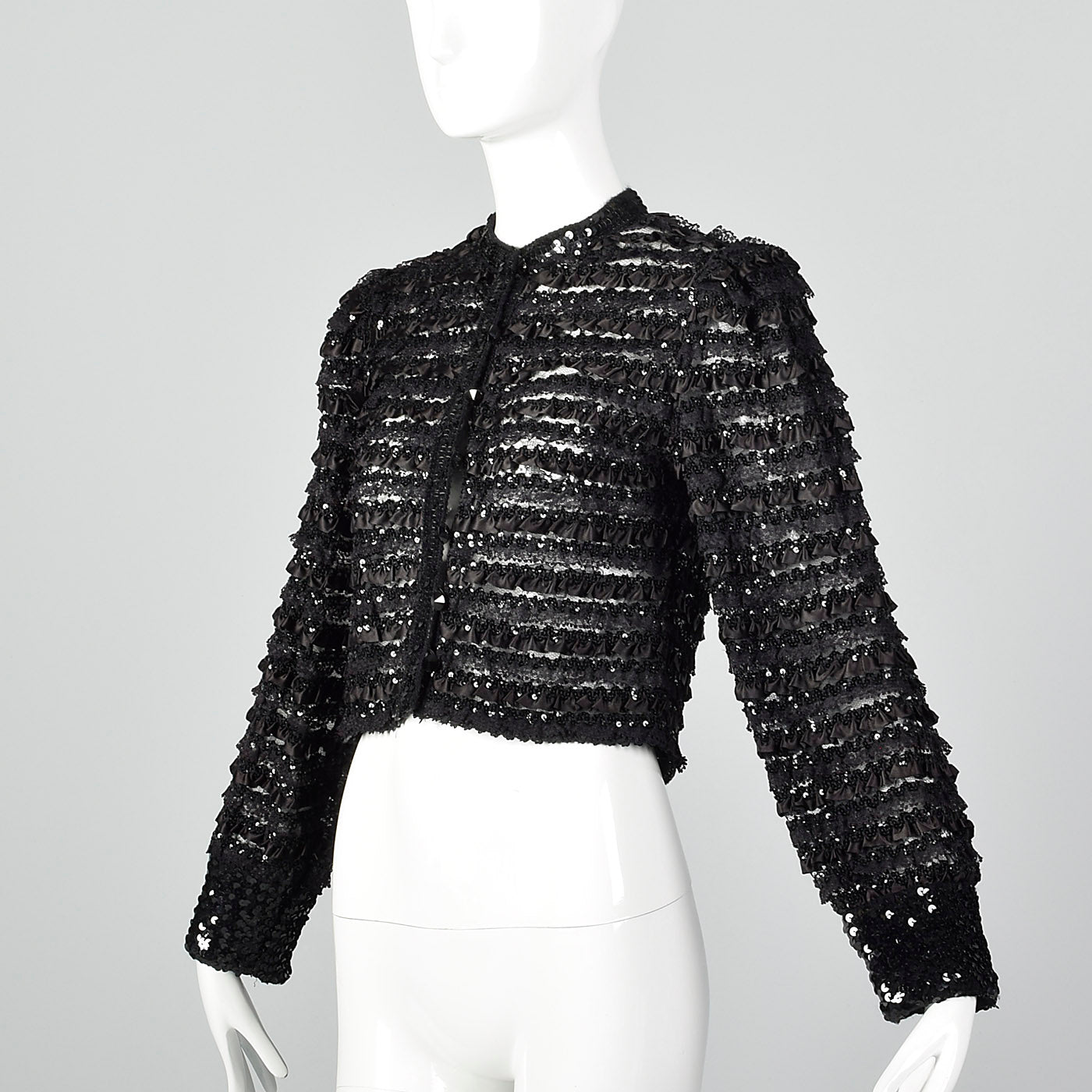 1970s Saks Fifth Avenue Black Lace Jacket