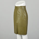 Small Green Leather Embossed Snakeskin Skirt