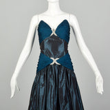 Medium Kevan Hall Couture Silk Taffeta Teal Evening Gown