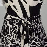 Medium Diane Von Furstenberg Wrap Dress Tie Waist Black Abstract Print