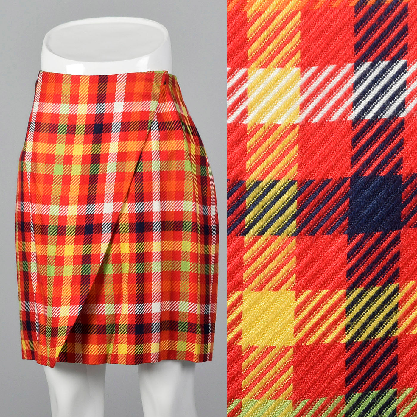 1990s Emanuel Ungaro Plaid Wrap Skirt