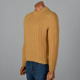 1950s Mens Gold Chunky Knit Sweater