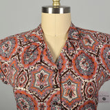 XL 1950s Day Dress Cotton Short Sleeve Volup Bohemian Print Casual Summer Shirtwaist