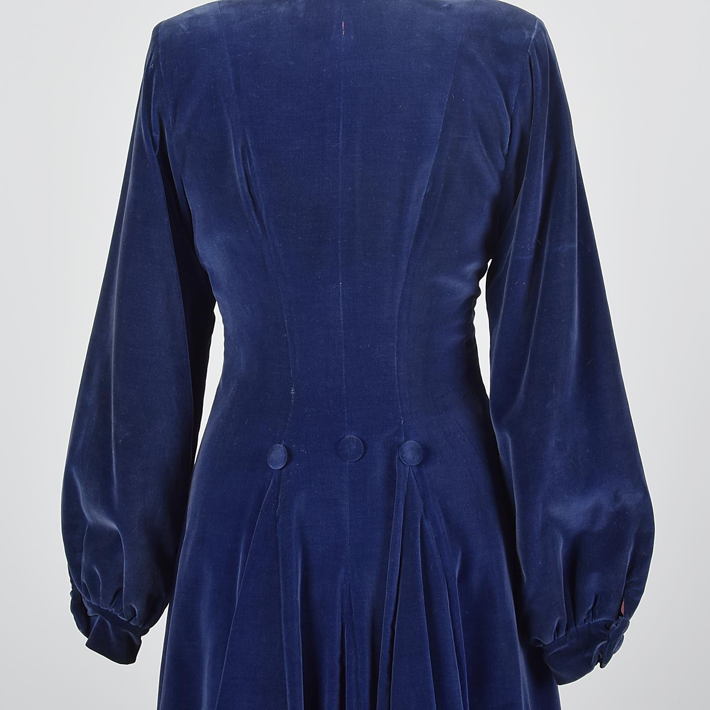 1940s Blue Velvet Princess Coat Style & Salvage 1940s Blue Velvet Princess Coat Style & Salvage