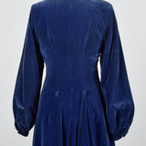 1940s Blue Velvet Princess Coat