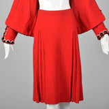 Small 1960s Adolfo Red Knit Skirt Suit