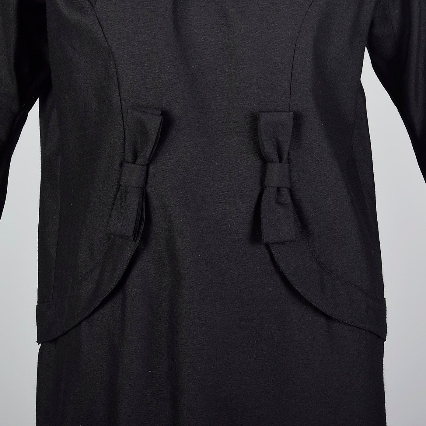 1950s Suzy Perette Avant Garde Black Wool Sack Dress