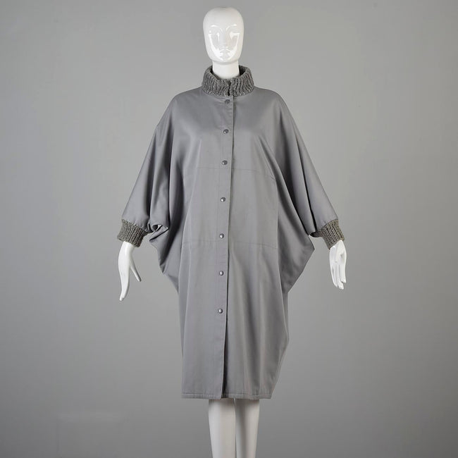 1980s Bonnie Cashin Gray Batwing Coccoon Coat