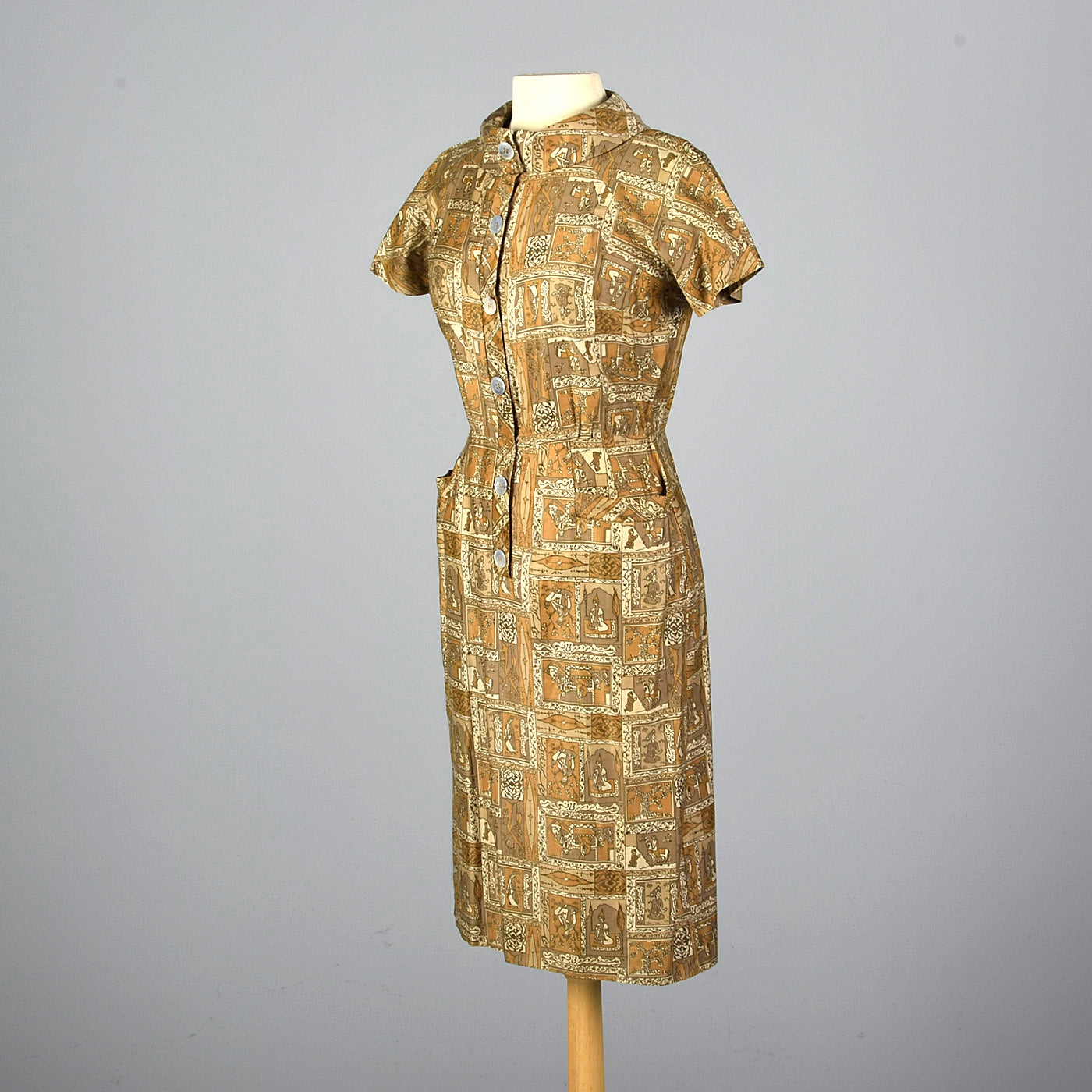 1950s Novelty Print Cotton Dress