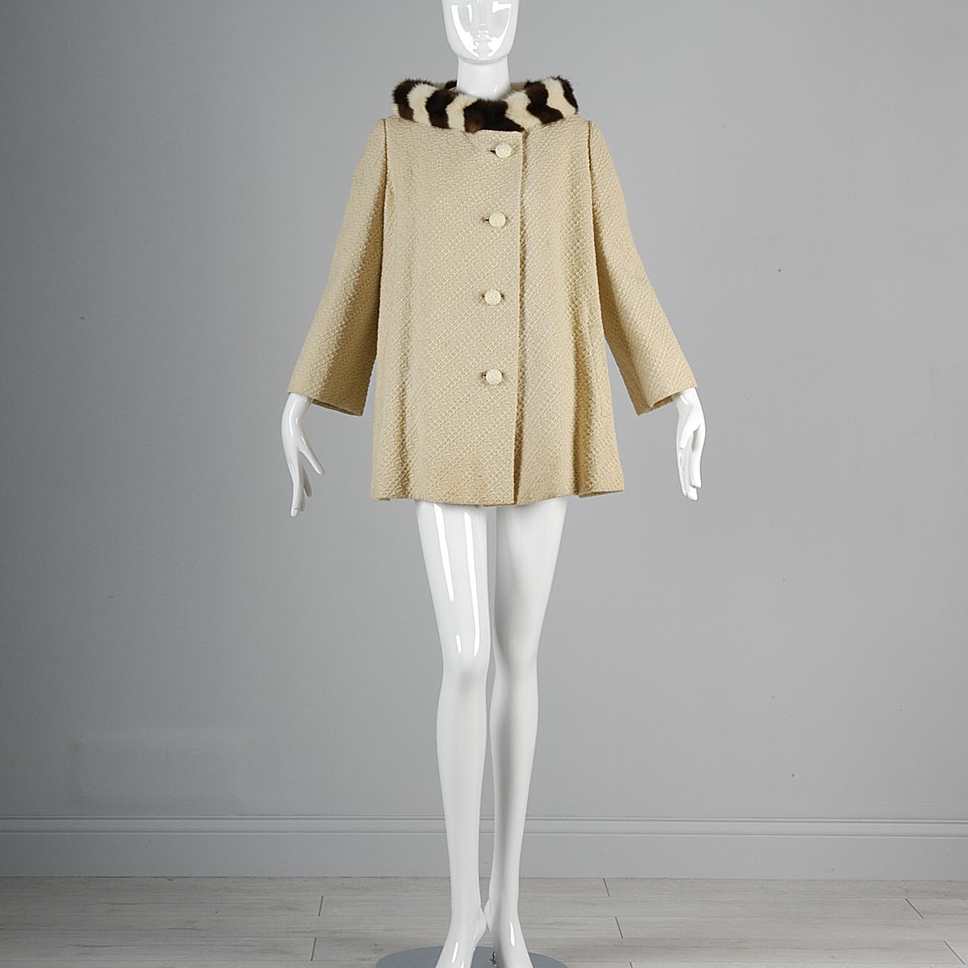 1950s Swing Jacket with Stripe Mink Collar