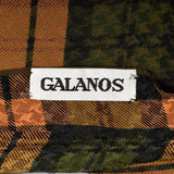 Galanos Pleated Silk Dress in Plaid with Bishop Sleeves