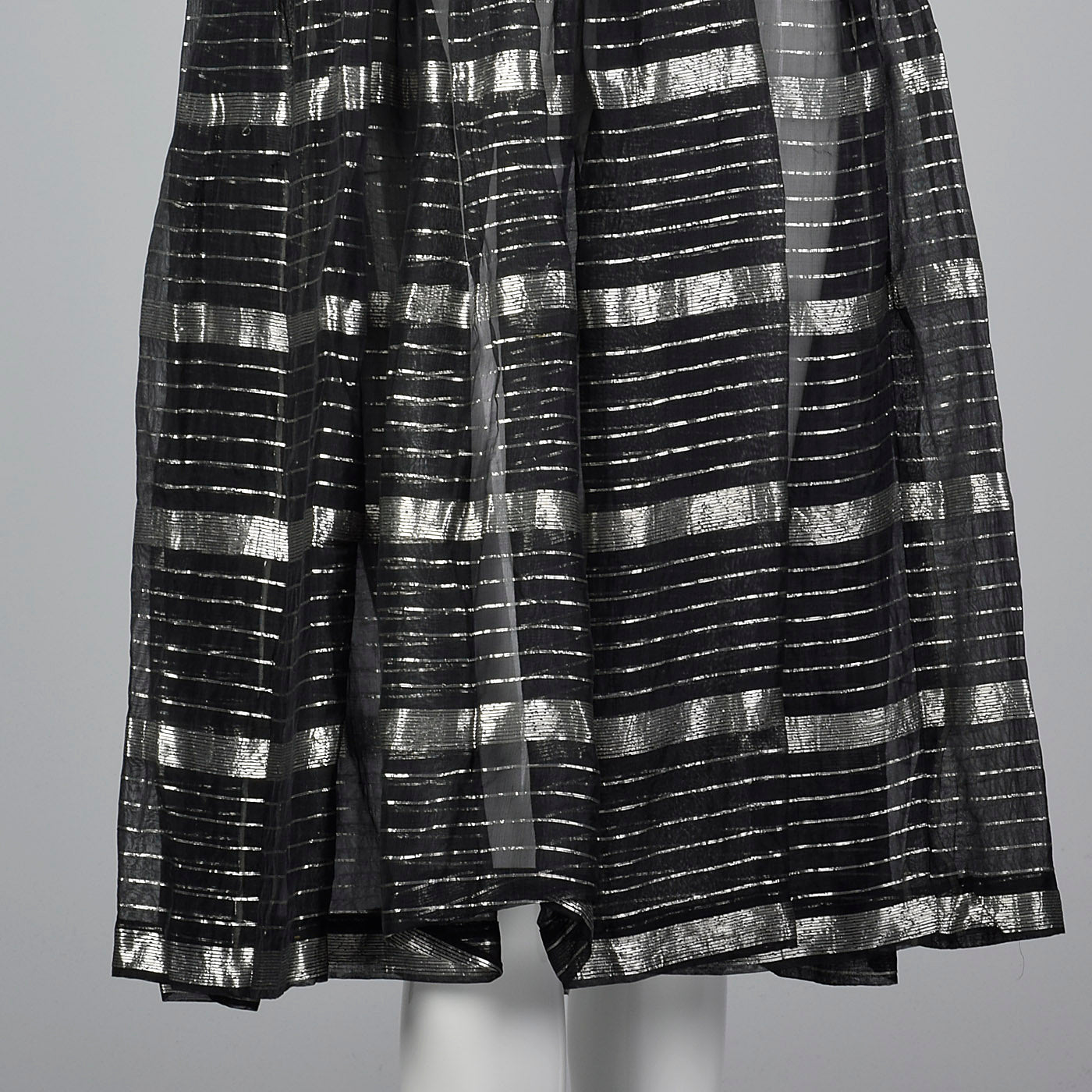 1950s Sheer Black and Silver Dress
