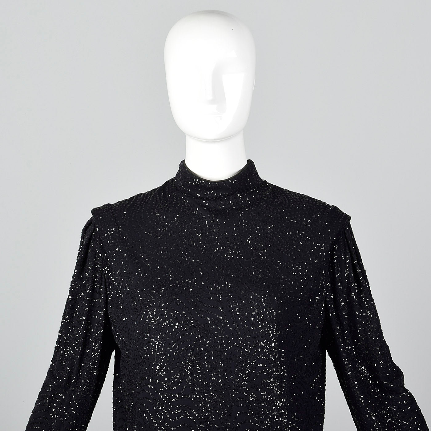 1980s Black Glitter Sack Dress