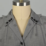 XXL 1950s Black Checkered Dress Short Sleeve Waist Belt