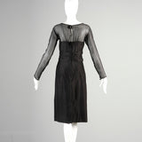 1960s Black Silk Dress with Sheer Overlay