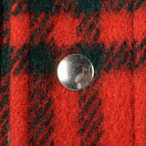 1970s Mens Wool Coat in Red and Green Plaid