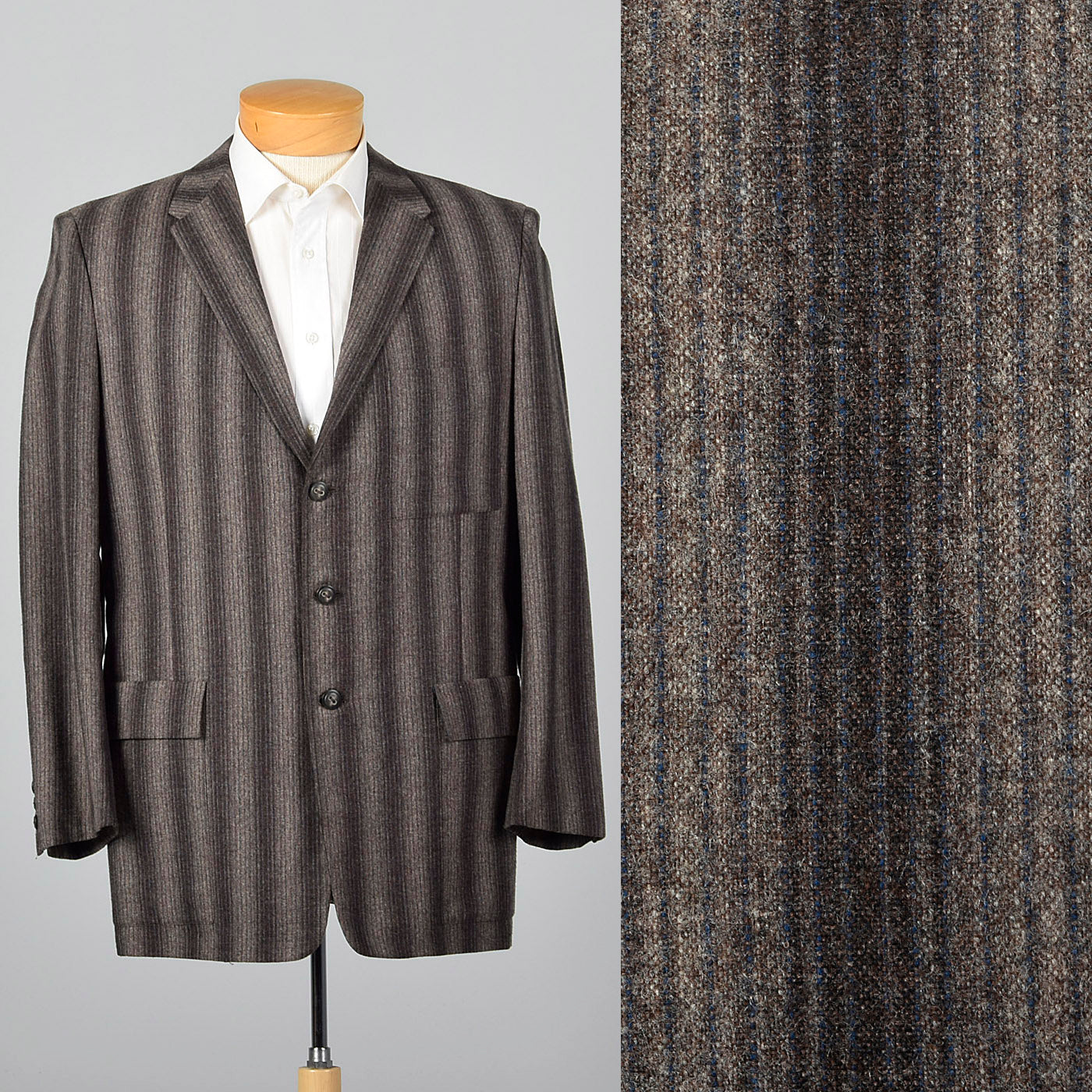 1950s Mens Gray and Charcoal Stripe Jacket