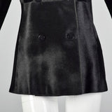 1990s Donna Karan Signature Black Pony Hair Coat