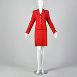 Large St. John Collection 1980s Red Knit Skirt Suit