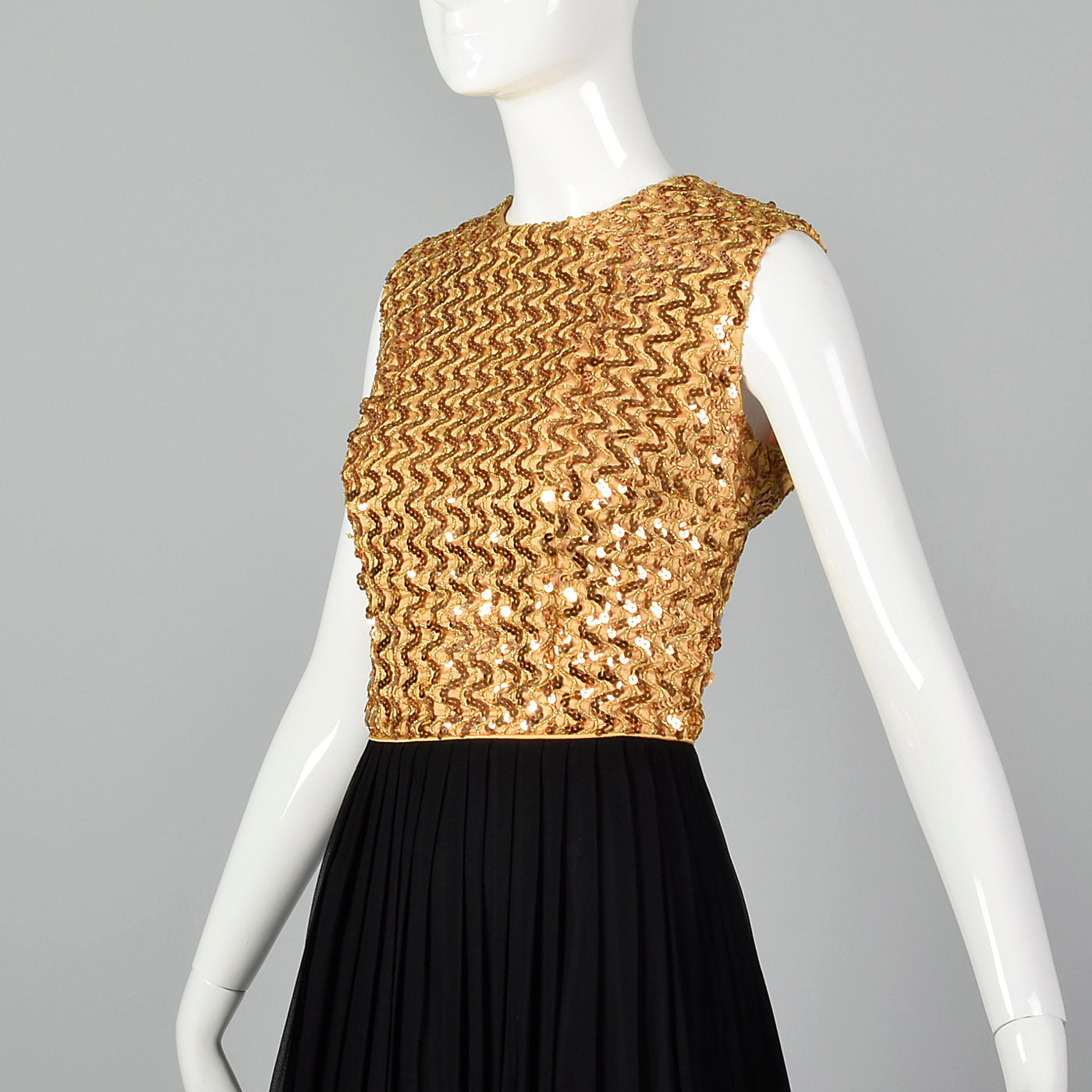 1960s Party Dress with Gold Sequin Bodice