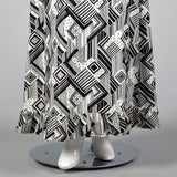 1970s Black and White Print Maxi Dress