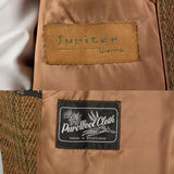 XL 1970s Jacket Brown Plaid Herringbone Wool Tweed Winter Car Coat