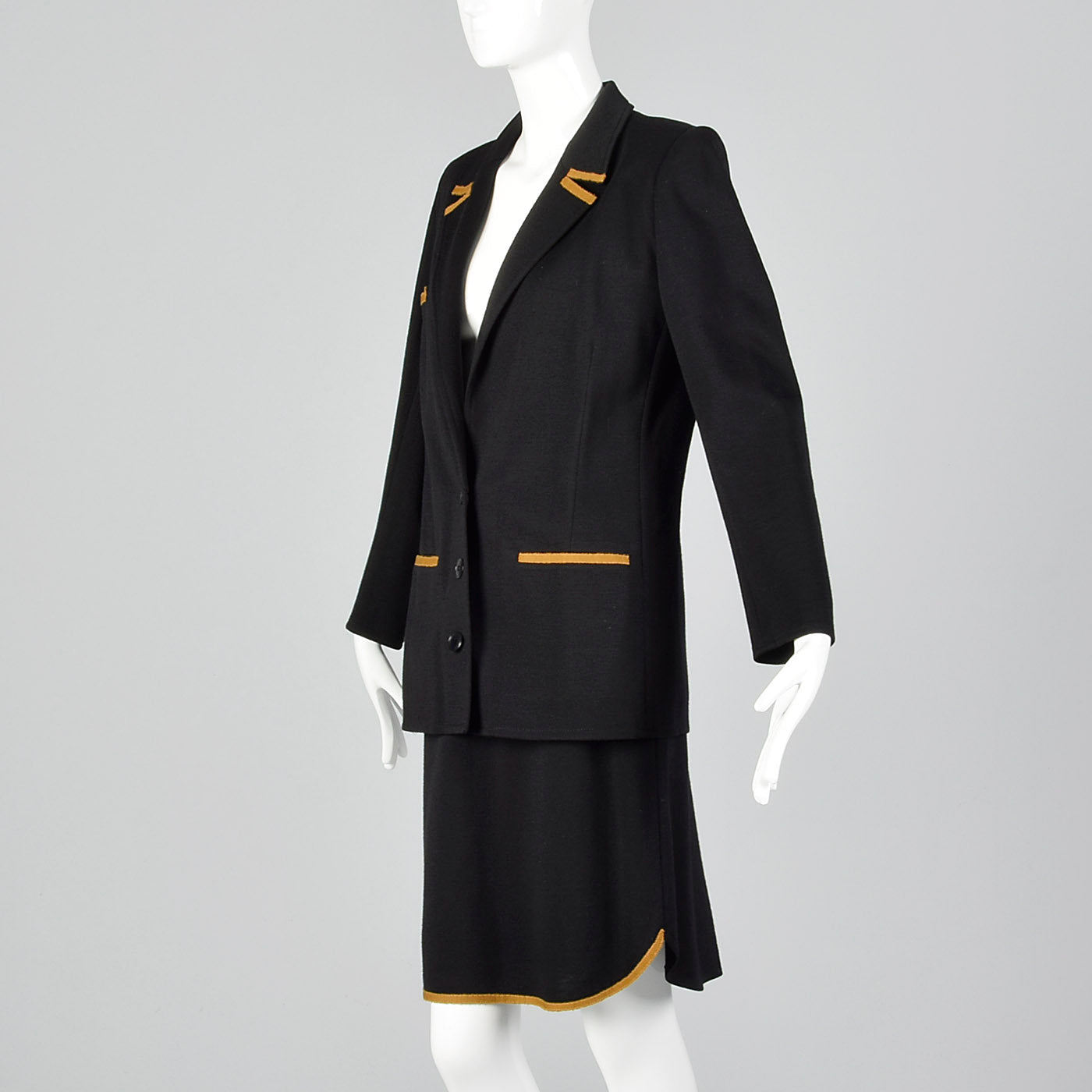 1980s Sonia Rykiel Black Knit Skirt Suit