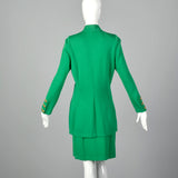 1990s St John Green Knit Skirt Suit