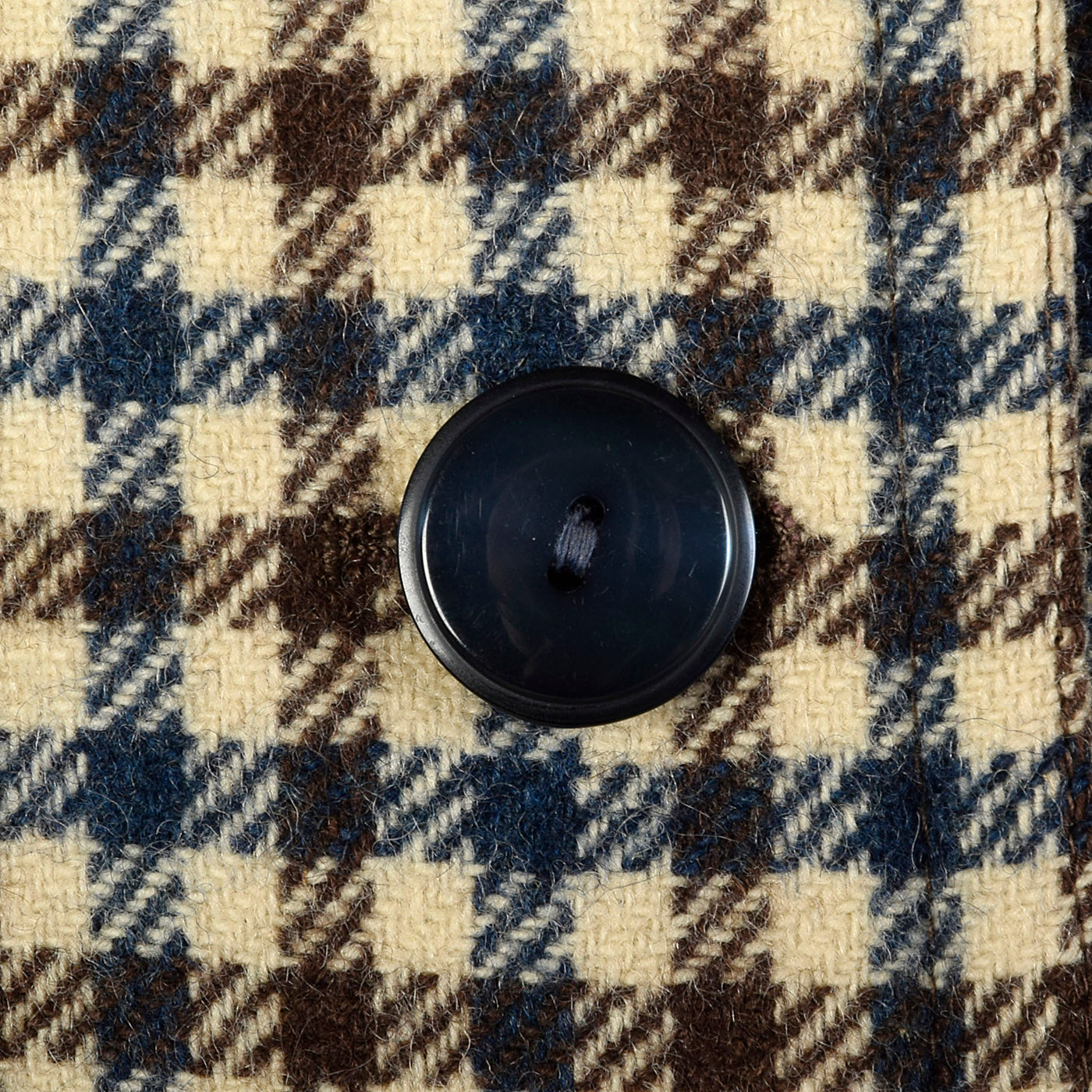 1960s Brown and Navy Plaid Wool Coat