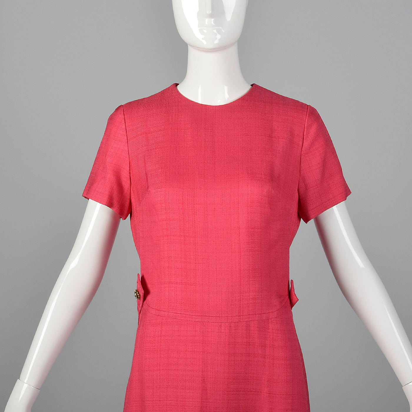 1960s Pink Linen Blend Shift Dress