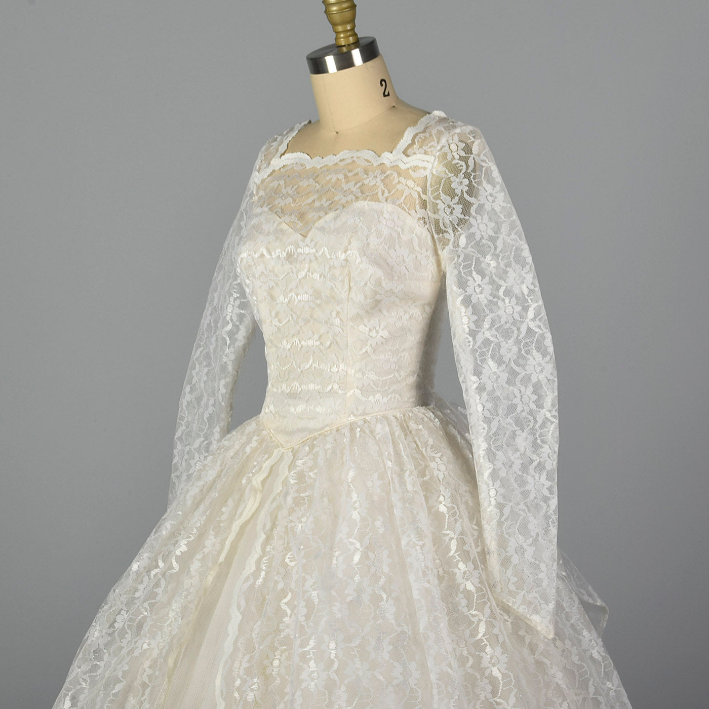 1950s White Lace Wedding Dress