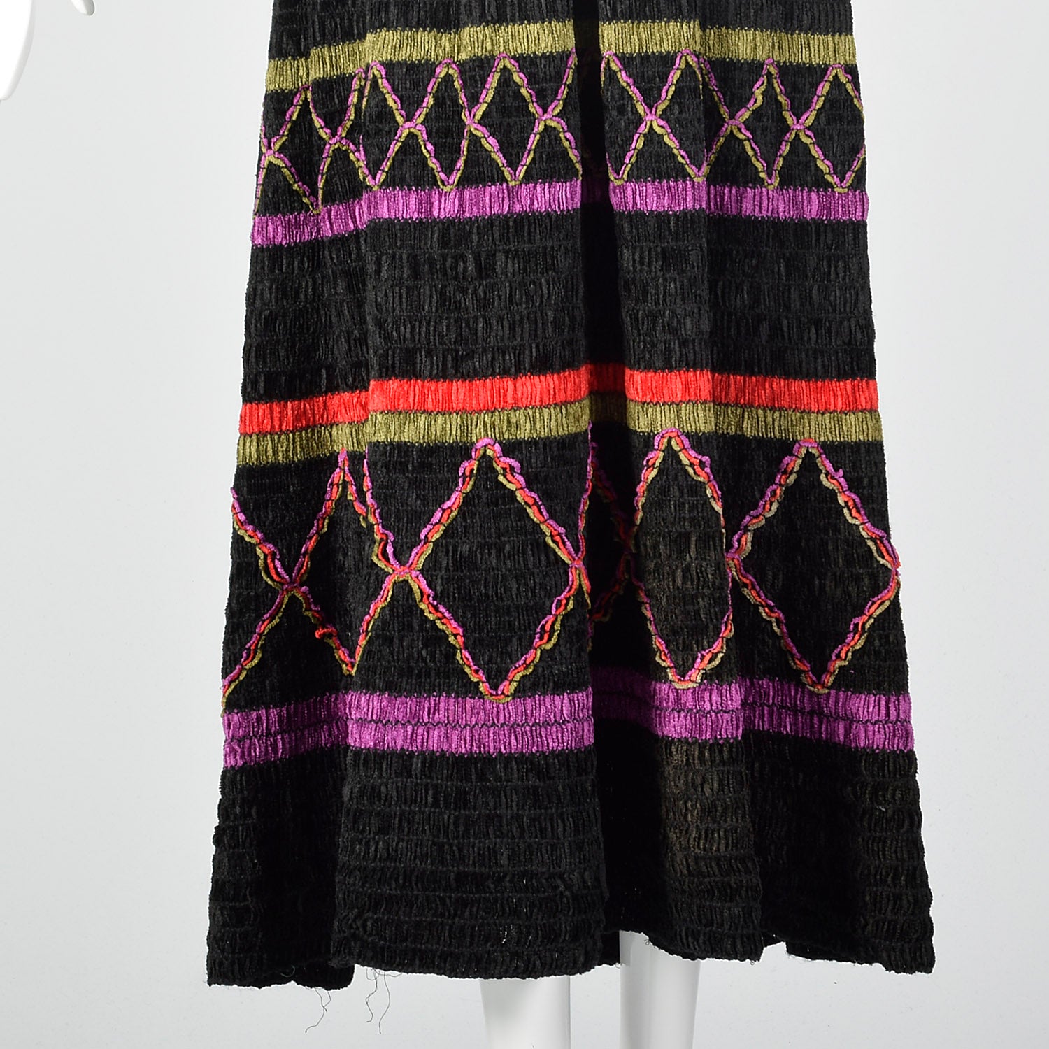 1970s Black Chenille Dress
