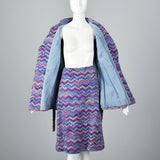 1970s Via Veneto Couture Boutique Purple Tweed Skirt Suit