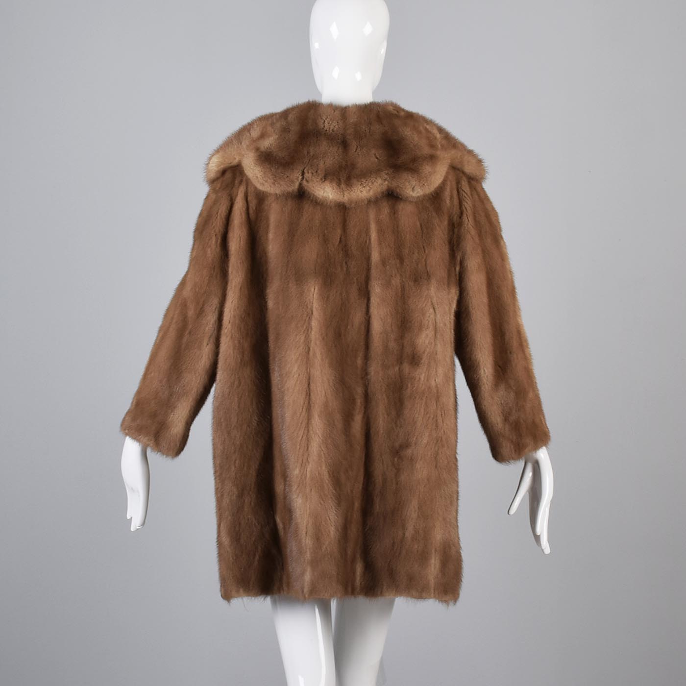 1950s Mink Coat with Dramatic Scalloped Collar