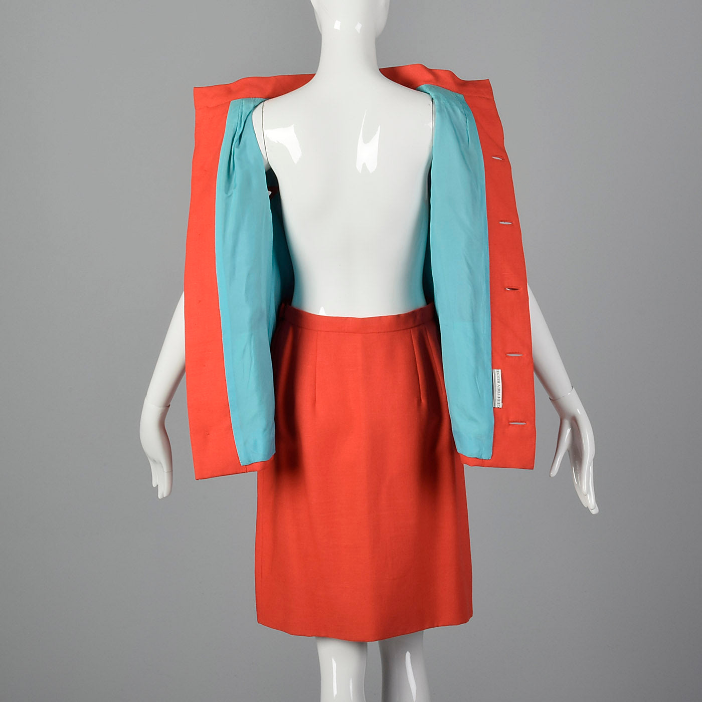 1960s Geoffrey Beene Orange Linen Skirt Suit