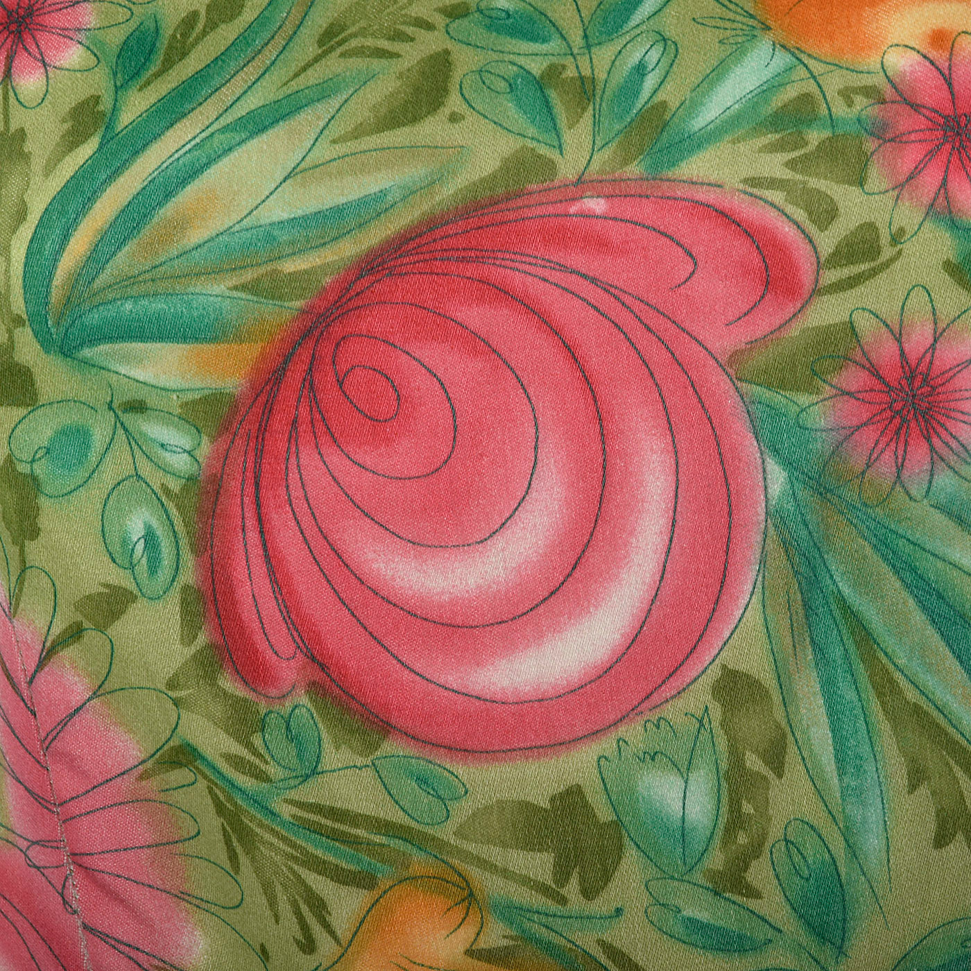 1950s Green Floral Day Dress