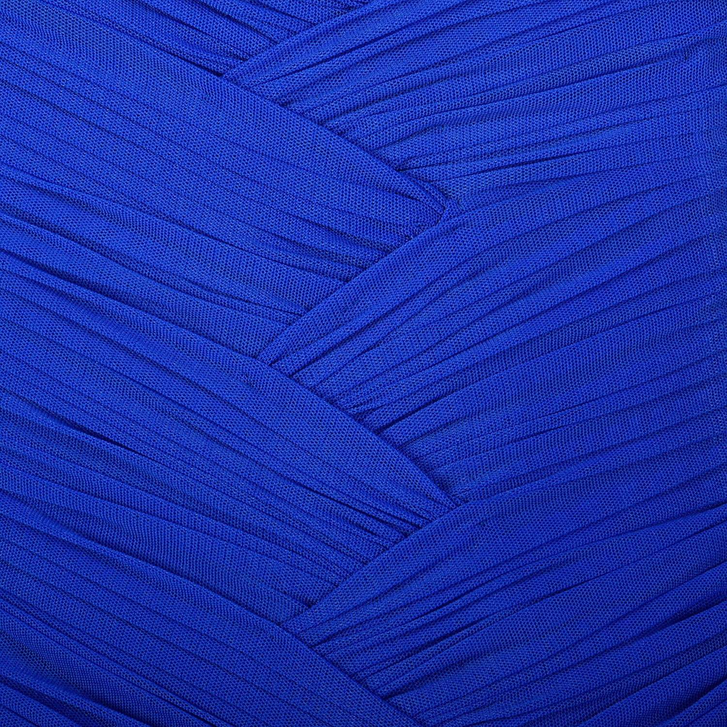 Large 1980s Dress Vicky Tiel Blue Mesh Gown Long Sheer Sleeves Ruched Bodice Sweetheart Neckline