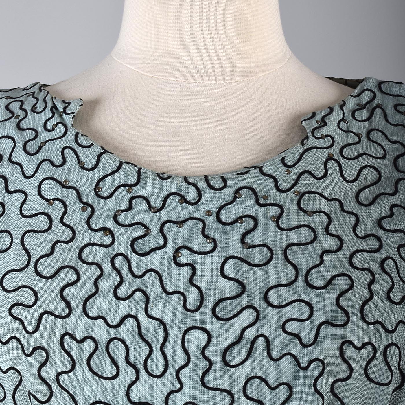 1950s Blue Dress with Amoeba Squiggles