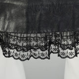XS 1990s Leather Skirt Black Sexy Peekaboo Lace Trim