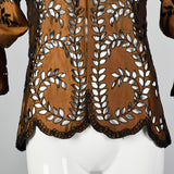 1980s Victor Costa Bronze Metallic Blouse
