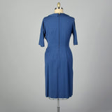 Large 1950s Blue Belted Dress