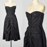 1940s Christian Dior Black Silk Evening Dress